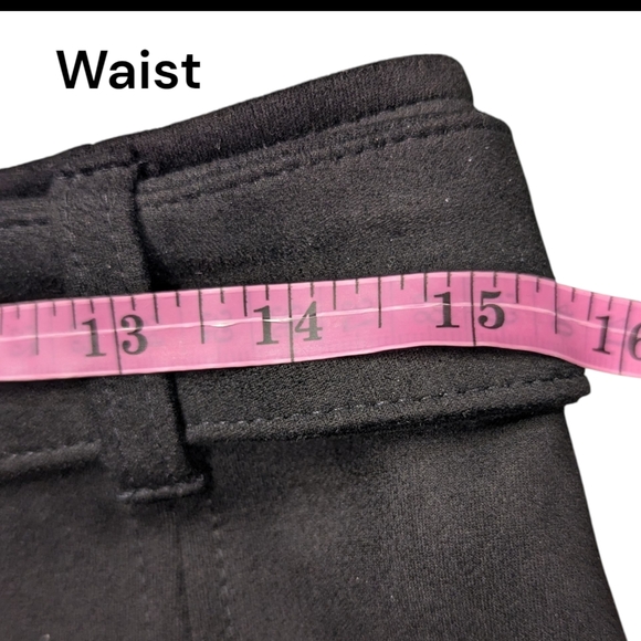 Haute Monde | A-Line Mini Belted Faux Suede Skirt | Black | Large - Picture 4 of 8